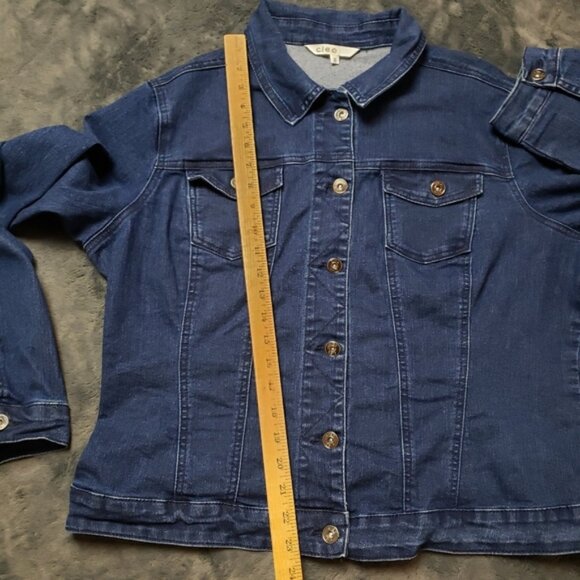 Cleo Dark Wash Jean Jacket Denim Jacket Sz Xl Stretch - Picture 4 of 10